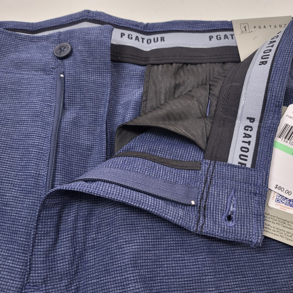 Men's PGA Tour Golf Pants Active Gripper Waistband 34x30 Blue Pfreformsnce New - Picture 4 of 8